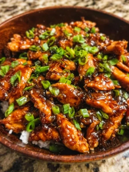 20-minute Mongolian Chicken dish served with rice and vegetables