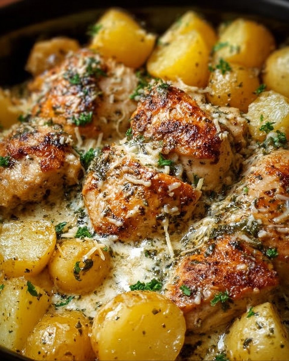 Garlic Parmesan Crockpot Chicken and Potatoes