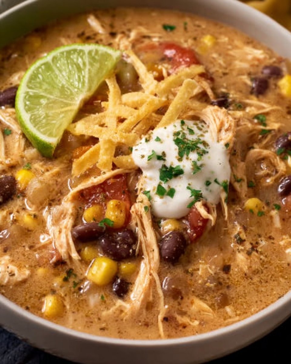 Crockpot White Chicken Chili with Cream Cheese