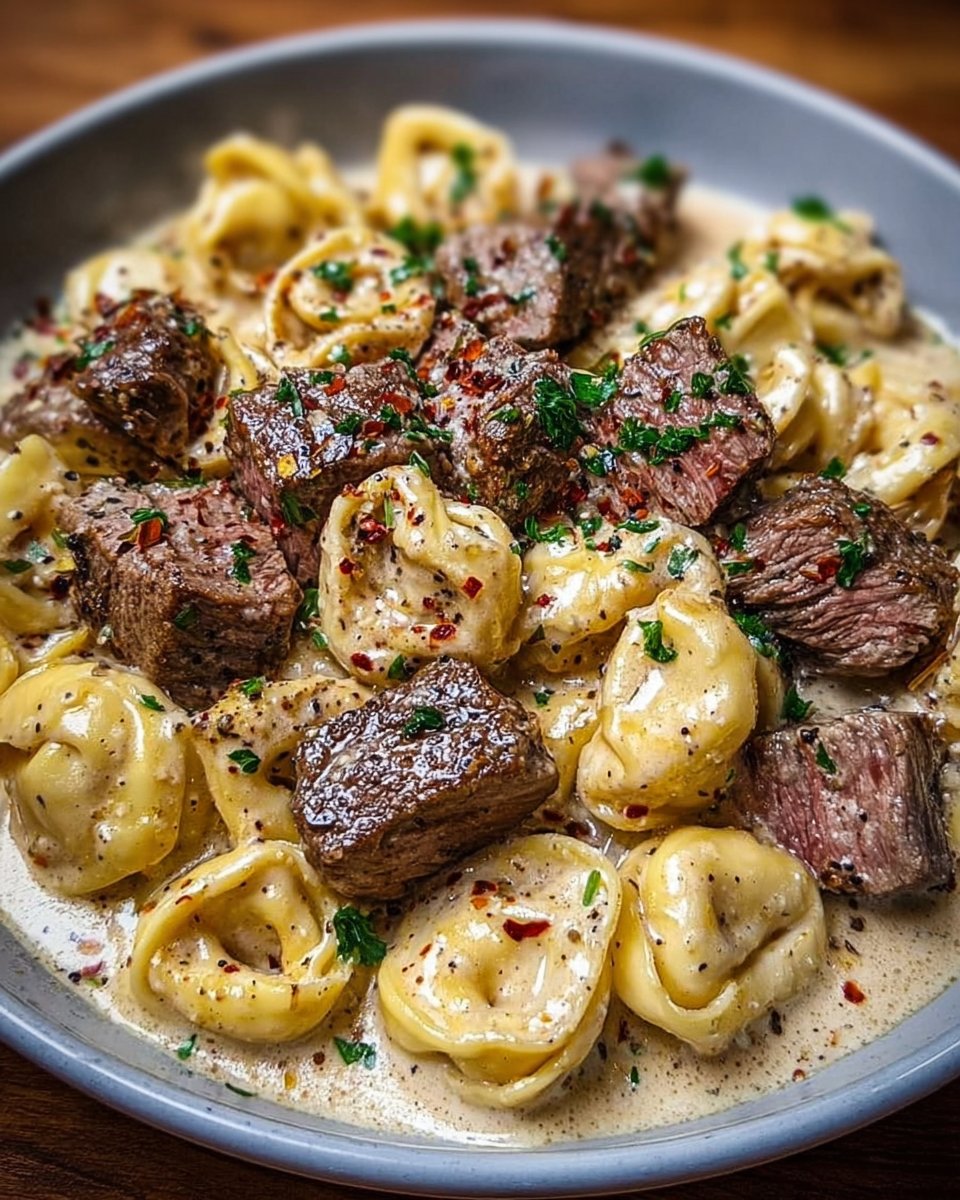 Cracked Garlic Steak Tortellini in Creamhouse Sauce Bliss