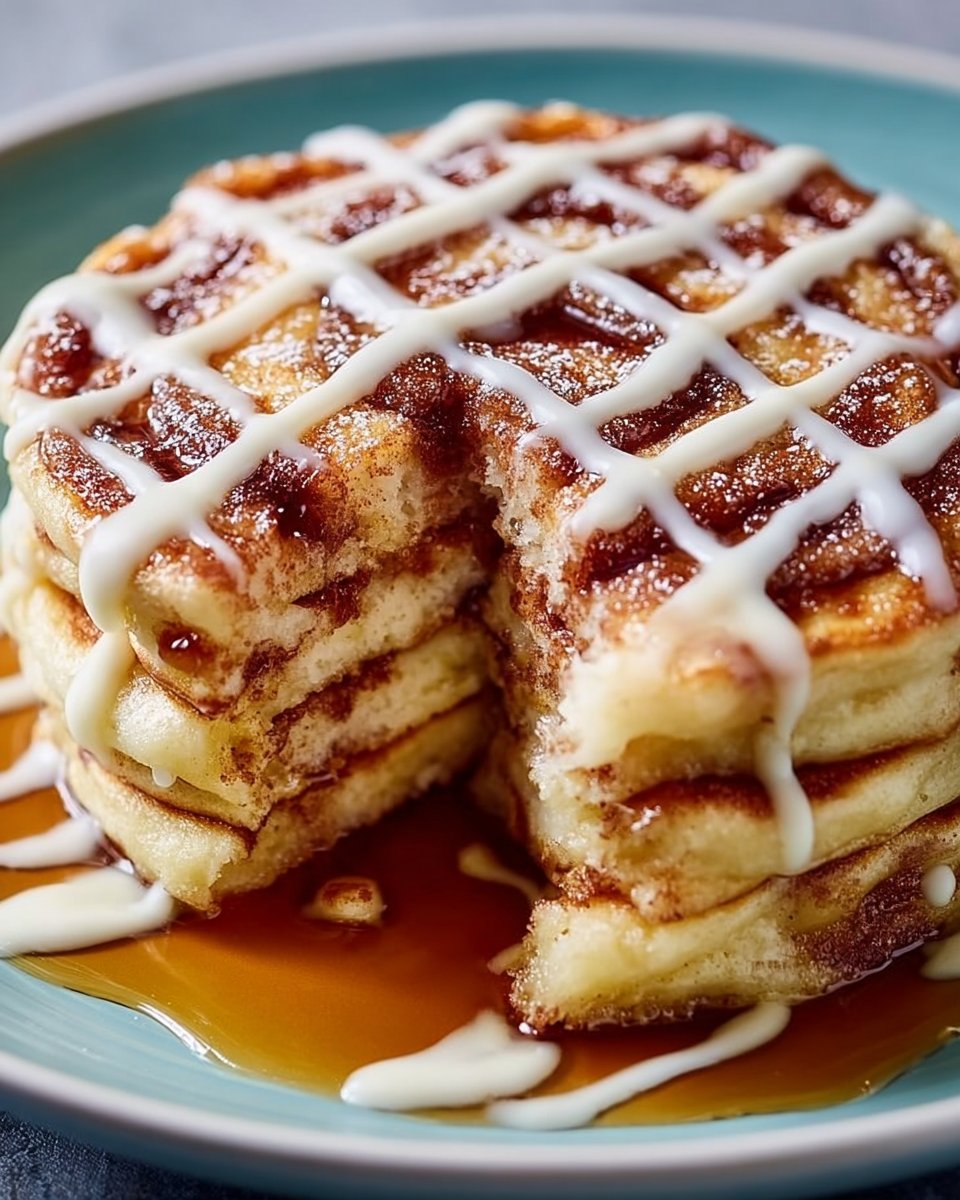 Fluffiest Cinnamon Roll Pancakes
