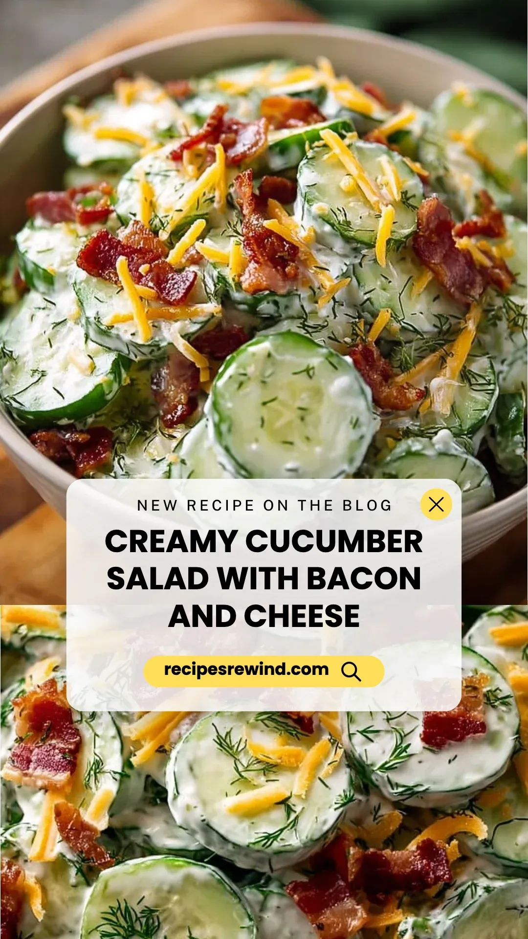 Creamy Cucumber Salad with Bacon and Cheese