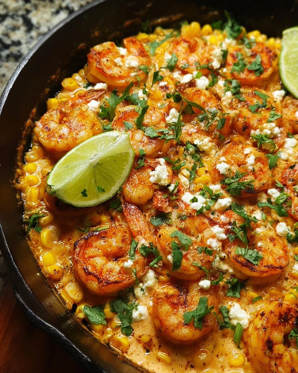 Mexican Street Corn with Shrimp and Creamy Feta Cheese Sauce