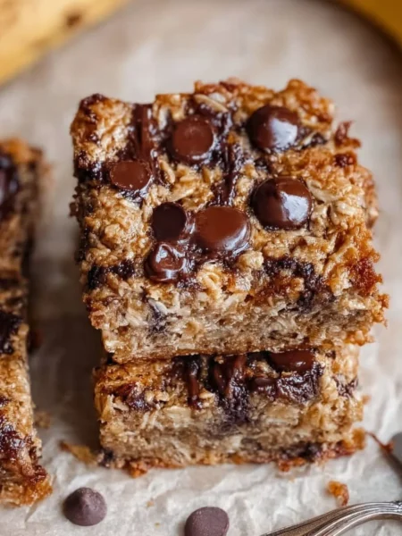 Delicious homemade banana oatmeal bars for a healthy breakfast.