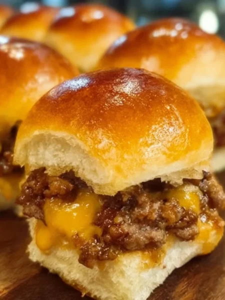 Delicious cheeseburger sliders served on a platter, perfect for parties.