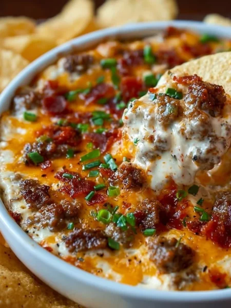 Delicious Cheesy Hissy Fit Dip served with tortilla chips