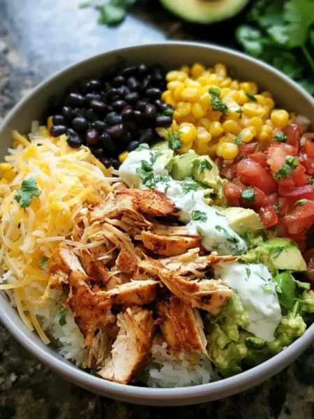 Delicious Chicken Burrito Bowl with fresh ingredients and vibrant flavors