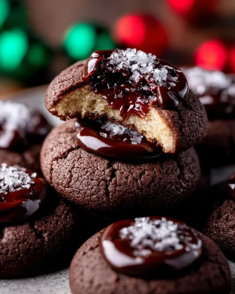 Delicious Chocolate Thumbprint Cookies with a sweet jam center