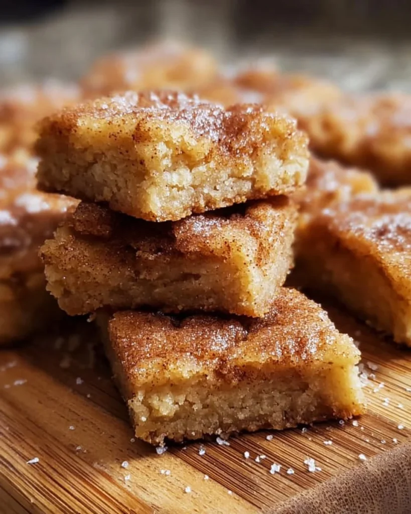 Delicious cinnamon sugar blondies with a soft texture and sweet topping