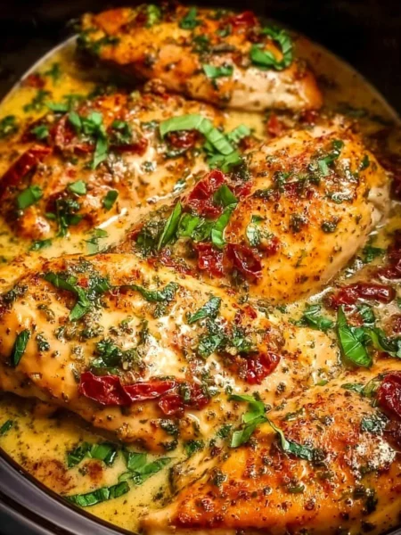 Classic Crock Pot Marry Me Chicken recipe with creamy sauce and herbs