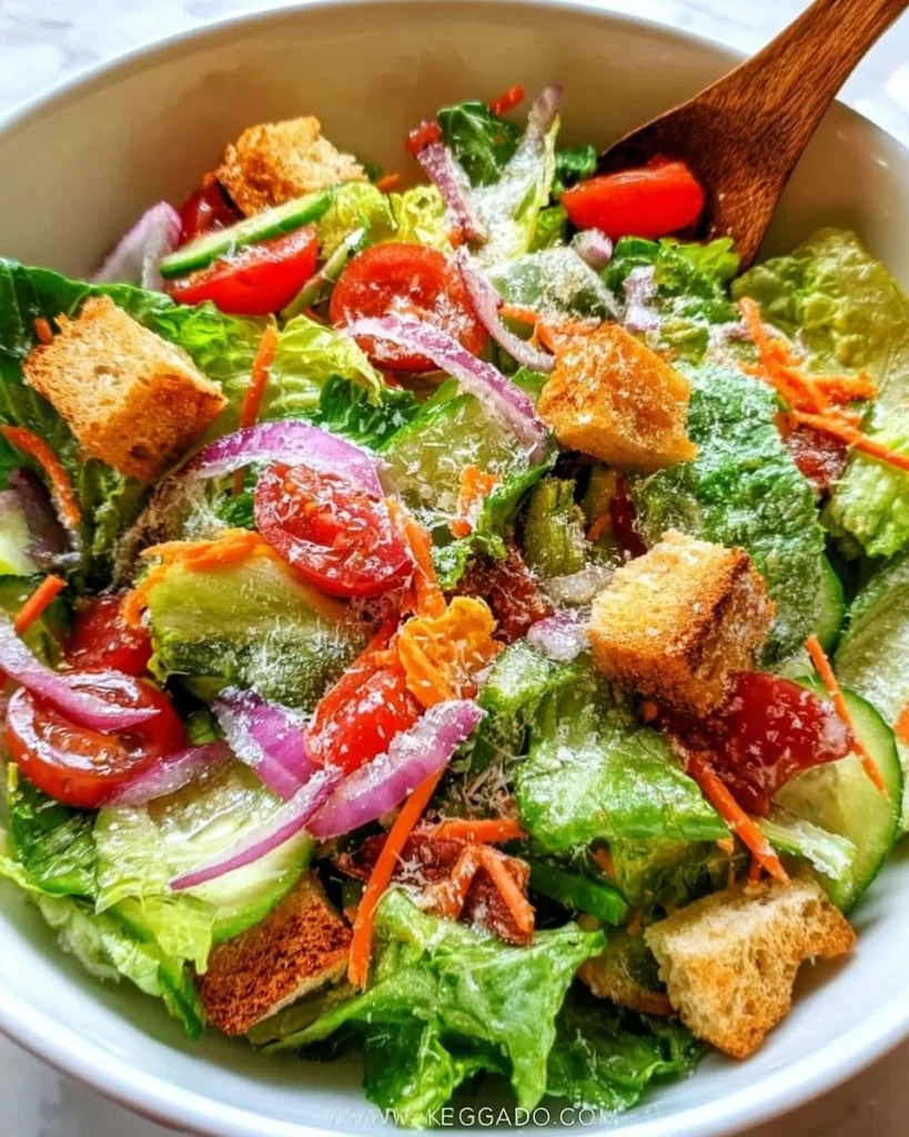 Classic house salad with fresh vegetables and dressing