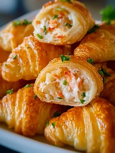 Delicious Crab Crescent Bites served on a platter as a perfect appetizer.