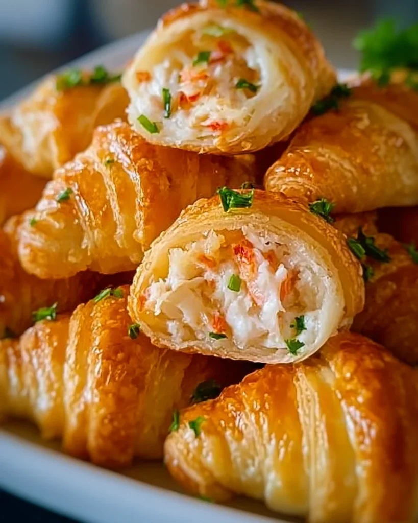 Delicious Crab Crescent Bites served on a platter as a perfect appetizer.