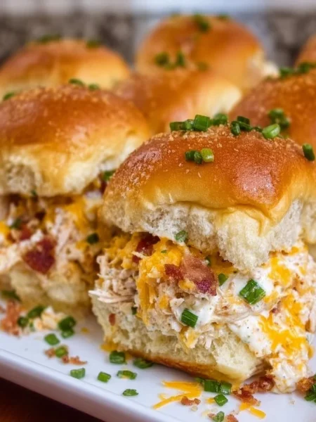 Crack Chicken Sliders served on a platter with toppings