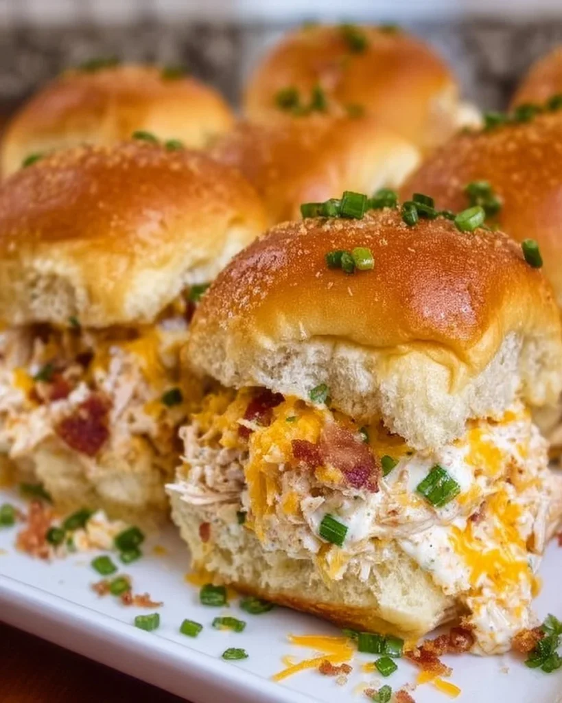 Crack Chicken Sliders served on a platter with toppings