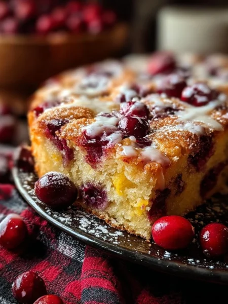 Cranberry Orange Breakfast Cake with fresh cranberries and orange zest