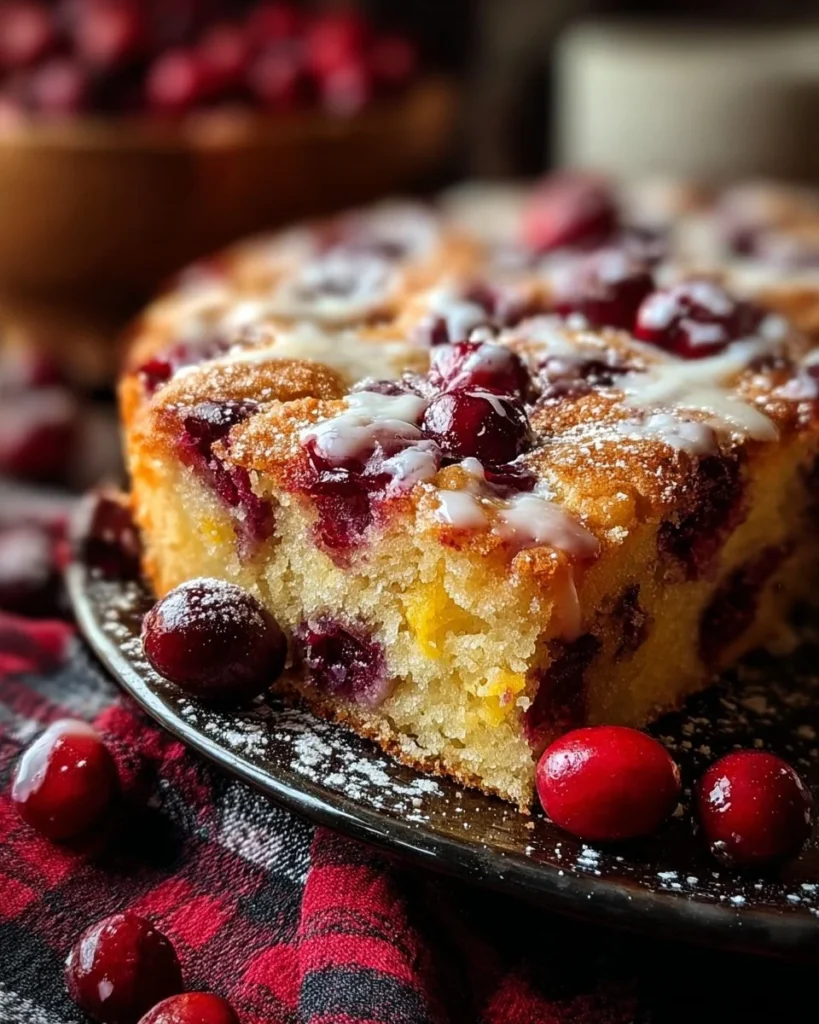 Cranberry Orange Breakfast Cake with fresh cranberries and orange zest