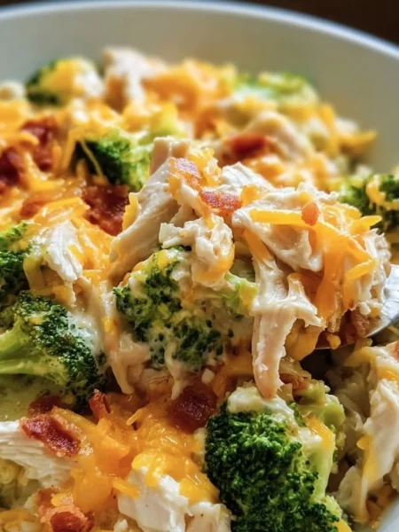 Creamy low carb chicken casserole served in a baking dish
