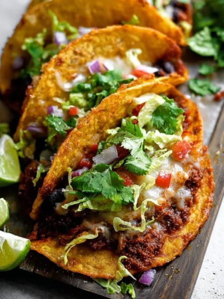 Crispy sheet pan black bean tacos served with fresh toppings