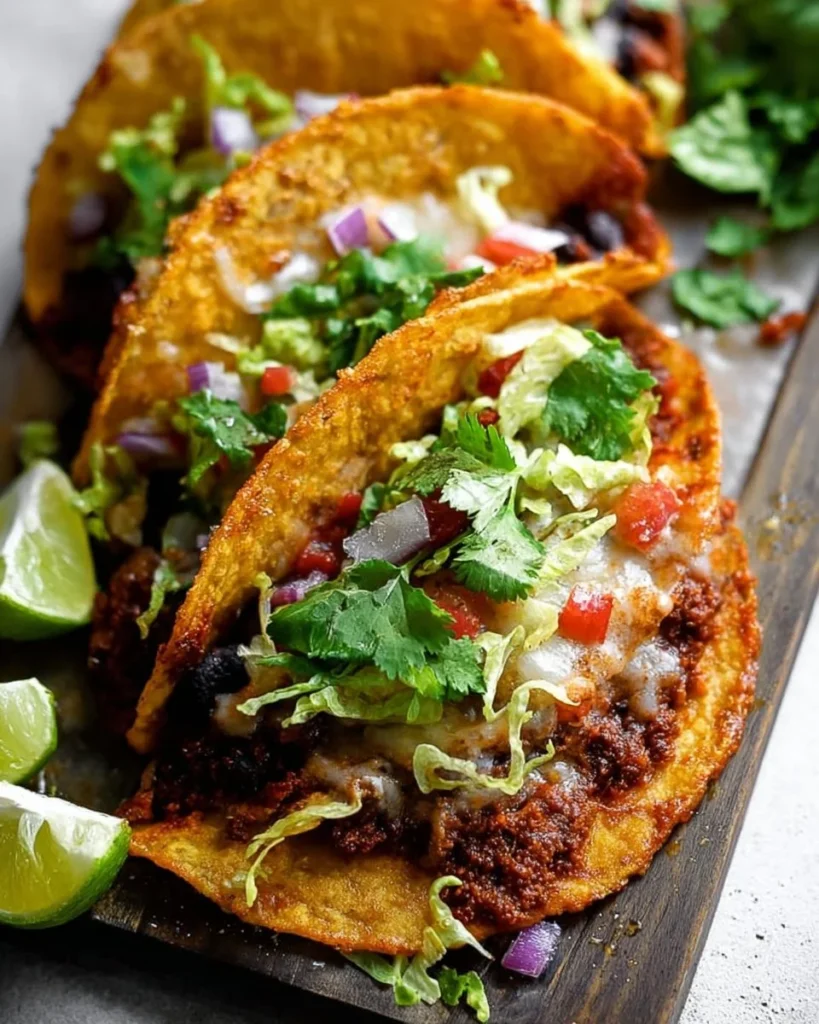 Crispy sheet pan black bean tacos served with fresh toppings