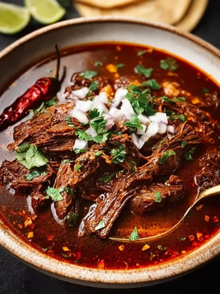 Delicious Crockpot Mexican Beef Birria served in a bowl