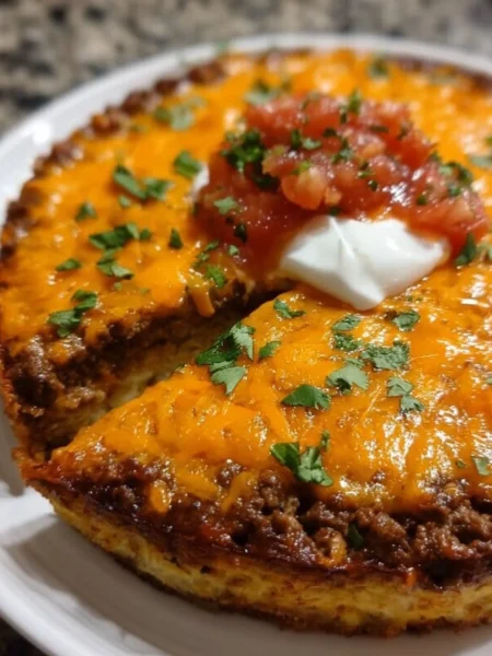 Delicious crustless taco pie dish, keto-friendly and gluten-free