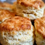 Freshly baked sourdough discard biscuits on a cooling rack.