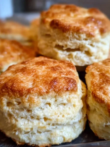 Freshly baked sourdough discard biscuits on a cooling rack.