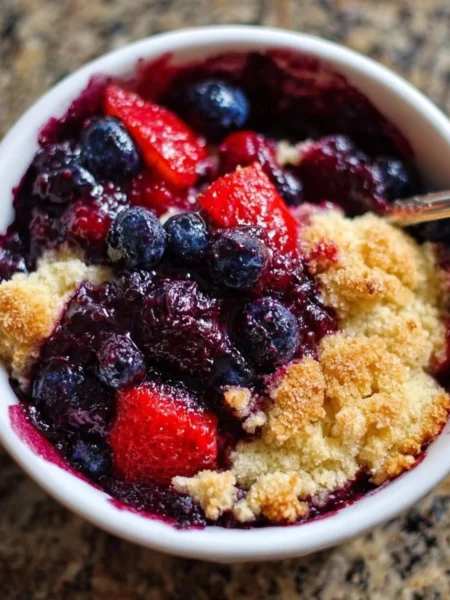 Easy Berry Bliss Cobbler with fresh berries and a golden crust