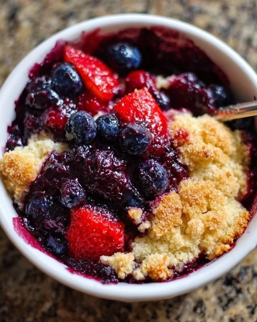 Easy Berry Bliss Cobbler with fresh berries and a golden crust