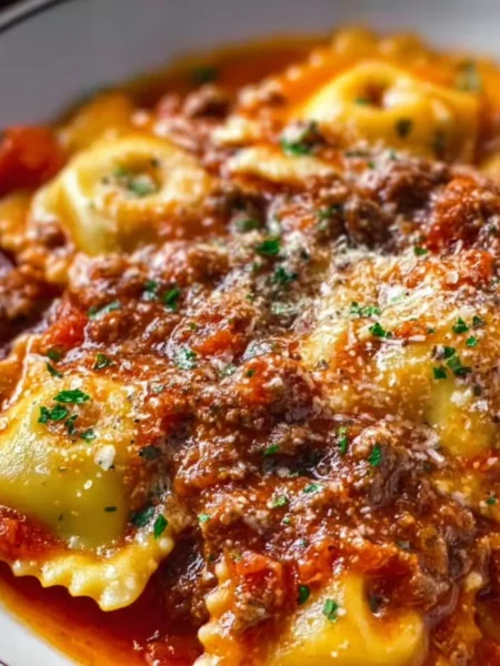 Delicious Crockpot Ravioli Lasagna in a slow cooker
