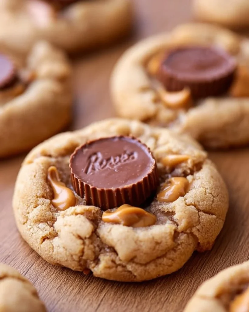 Delicious freshly baked Reese's Peanut Butter Cup Cookies on a plate