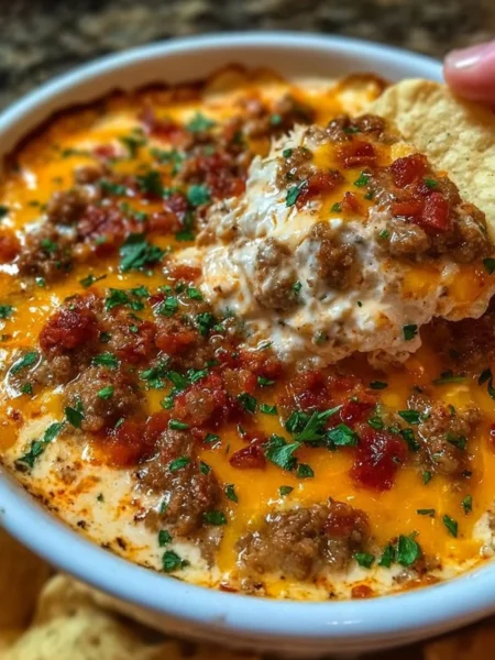 Creamy Hissy Fit Dip served in a bowl with vegetables and chips for dipping.