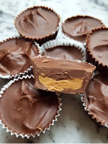 Delicious homemade peanut butter cups on a plate