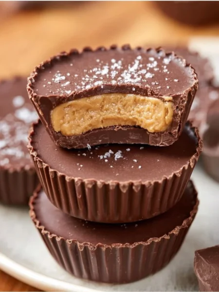 Homemade Reese's Peanut Butter Cups with chocolate and peanut butter filling