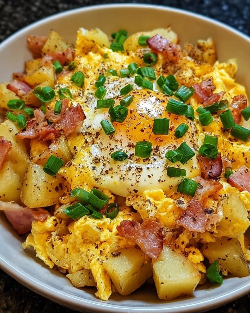 Delicious Cheesy Potato Egg Scramble