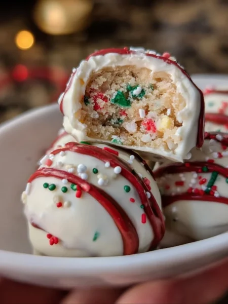 Delicious Christmas Tree Cake Truffles inspired by Little Debbie treats.