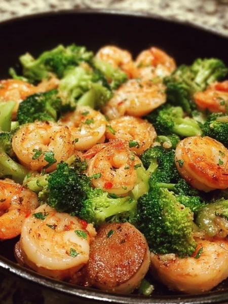 Low carb shrimp and broccoli dish served on a plate with vegetables.
