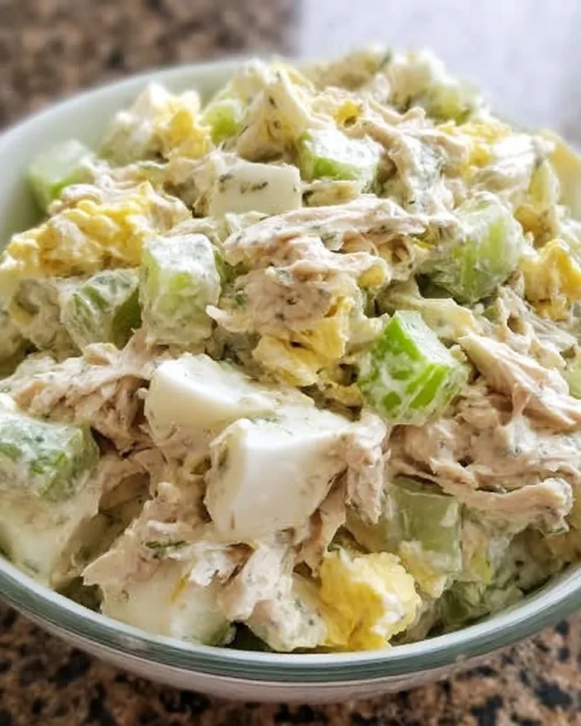 Delicious Old Fashioned Chicken Salad served in a bowl with fresh ingredients
