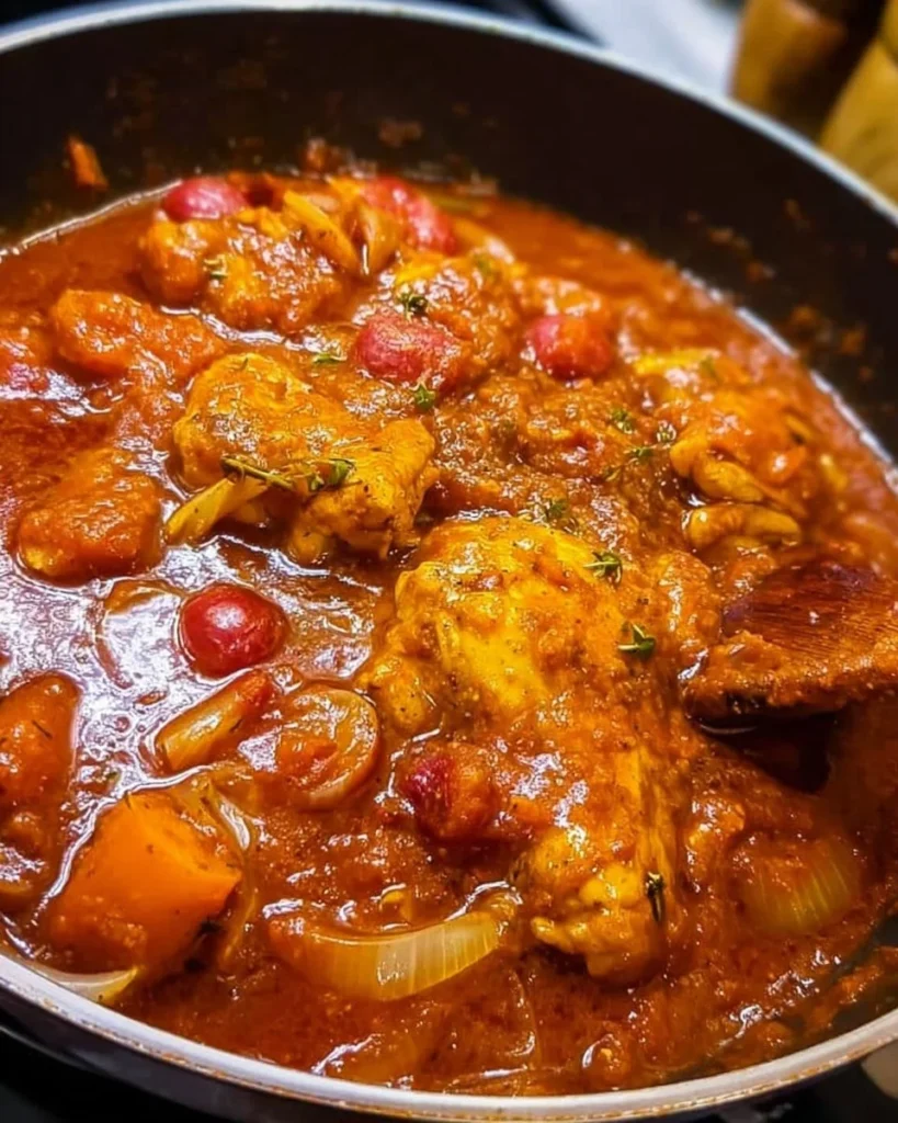 One Pot Moroccan Chicken Stew in a bowl, gluten free and dairy free dish