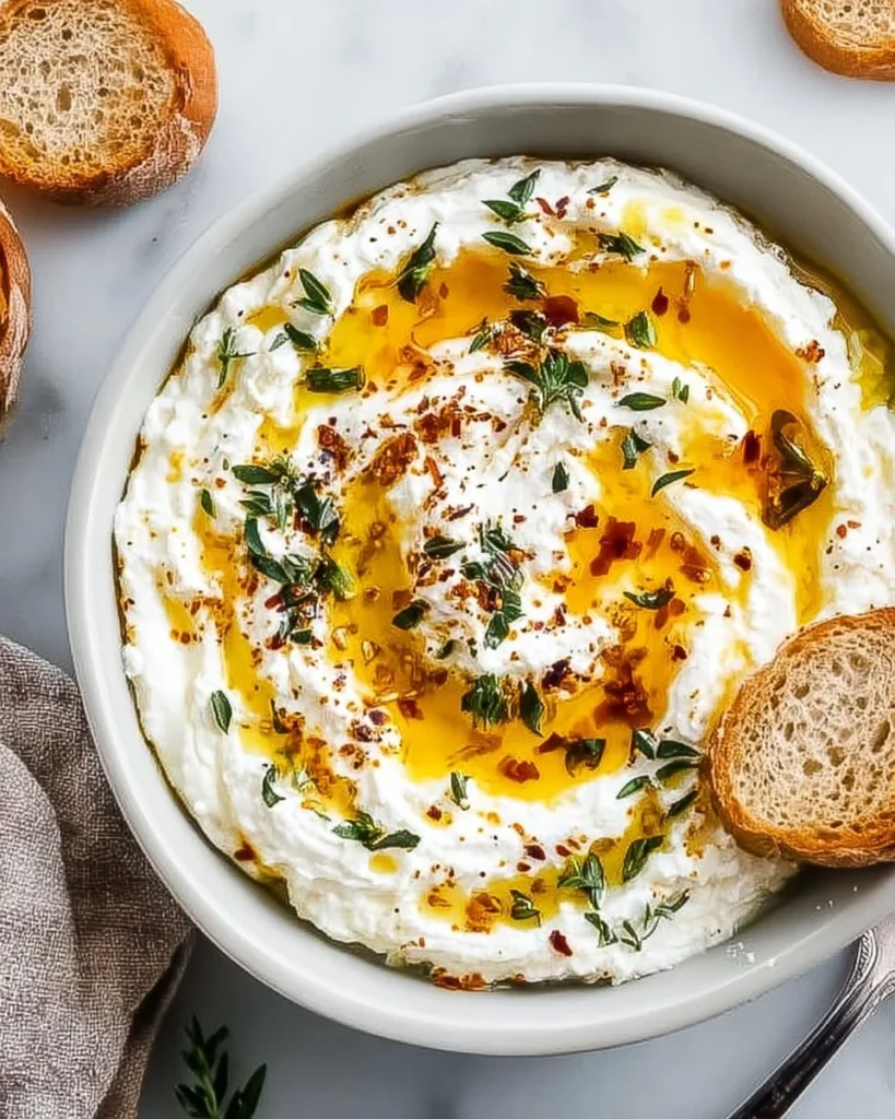 Delicious ricotta dip with hot honey served at a fall cocktail party