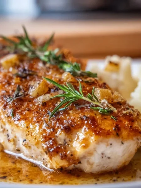 Slow cooker chicken breast dish prepared with spices and vegetables