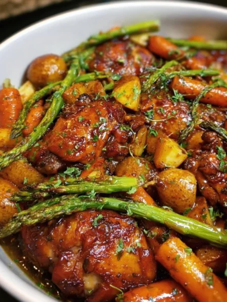 Delicious slow cooker honey garlic chicken with fresh veggies