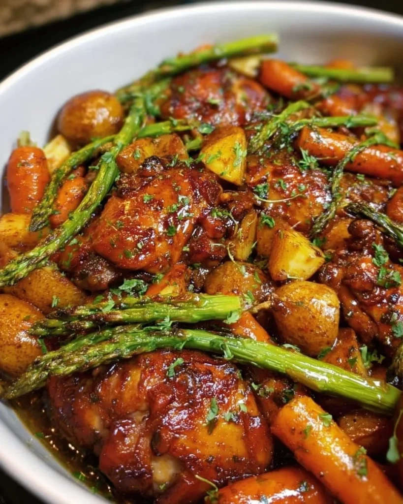 Delicious slow cooker honey garlic chicken with fresh veggies