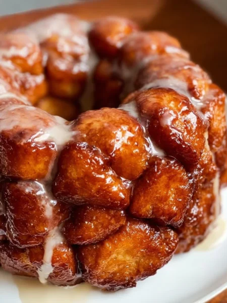 Freshly baked sourdough monkey bread with a golden crust and pull-apart texture.
