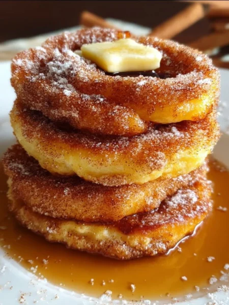 Delicious Spanish churro-inspired pancakes topped with cinnamon sugar and chocolate sauce.