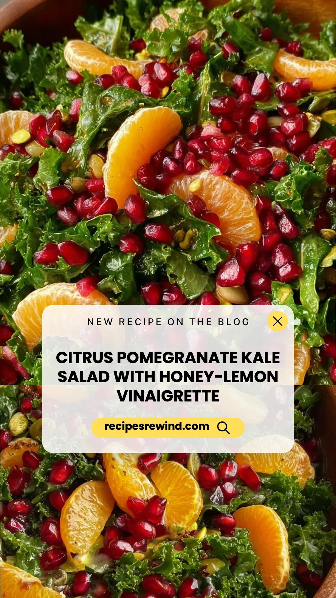 Citrus Pomegranate Kale Salad with Honey-Lemon Vinaigrette