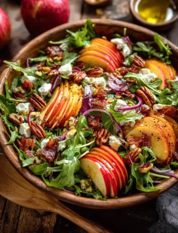 Autumn Harvest Honeycrisp Apple and Feta Salad with fresh ingredients