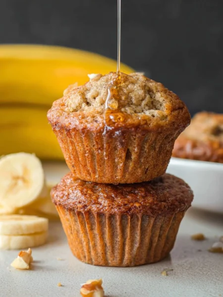 Banana cottage cheese muffins fresh out of the oven, healthy snack option