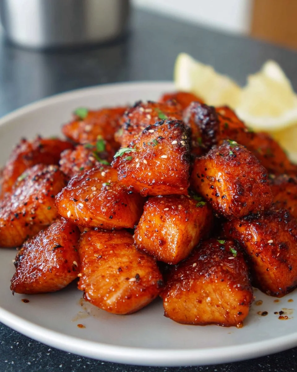 Crispy Air Fryer Hot Honey Salmon Bites
